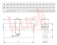 Kale 68 mm Otomatik Blokaj Sistemli Bilyalı Silindir 26+10+32 - 164OBSBE